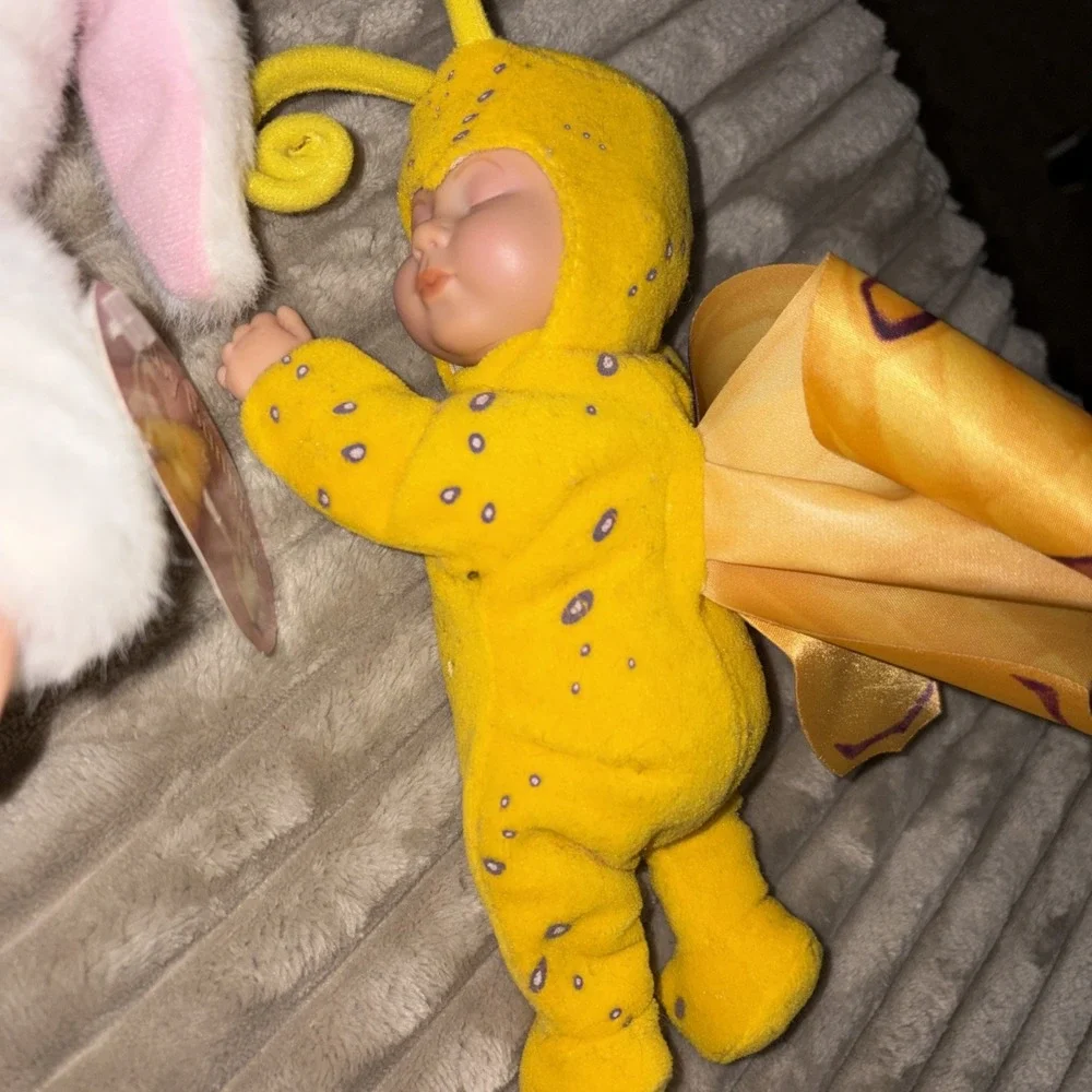Vintage Anne Geddes Baby‎ Bunny Doll White Easter + Butterfly Bean Filled